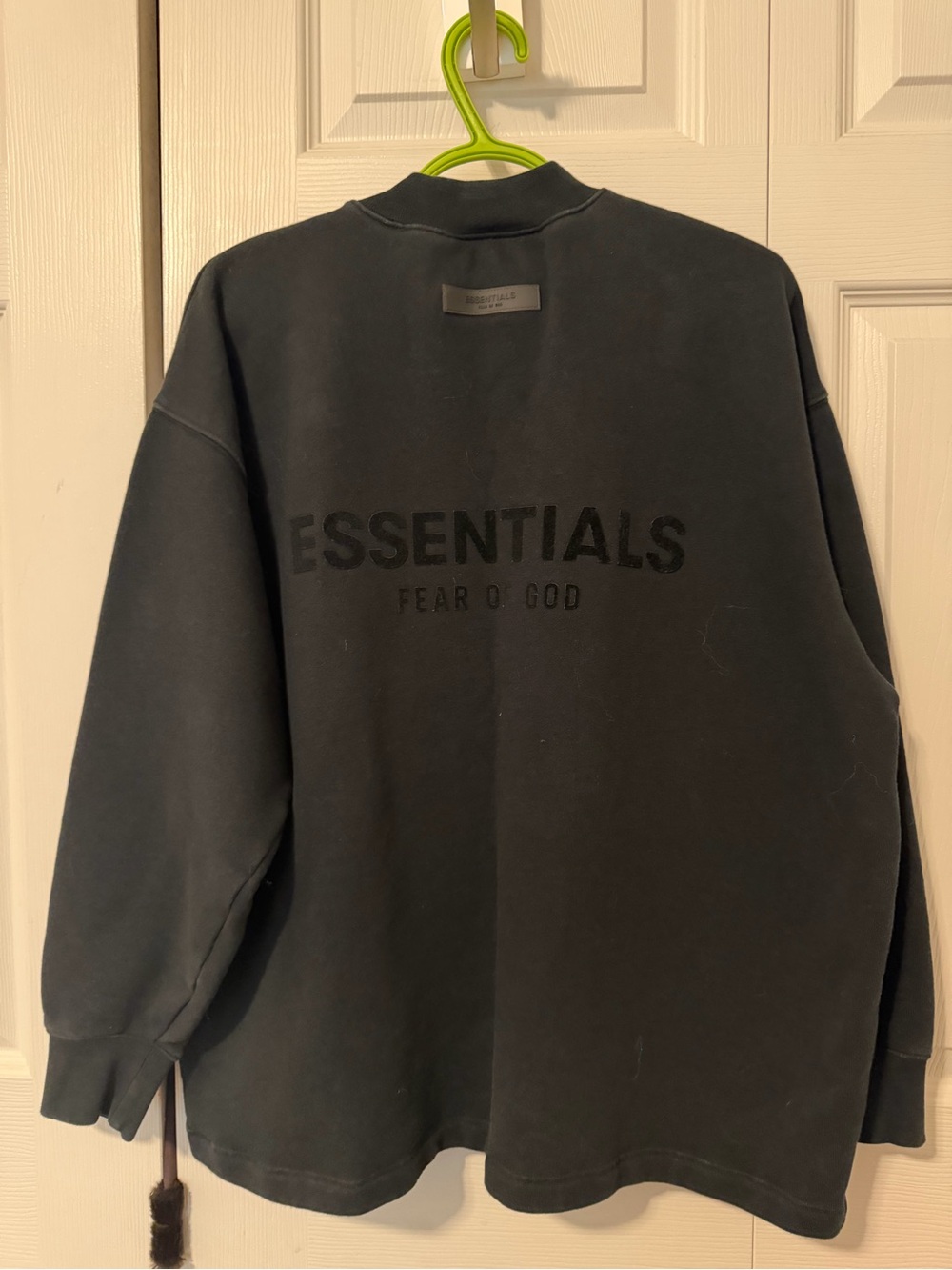 Essentials Fear of God Black Crewneck Sweatshirt with Embossed Logo